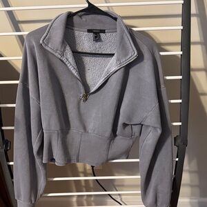 Forever 21 Gray Quarter-Zip Sweater